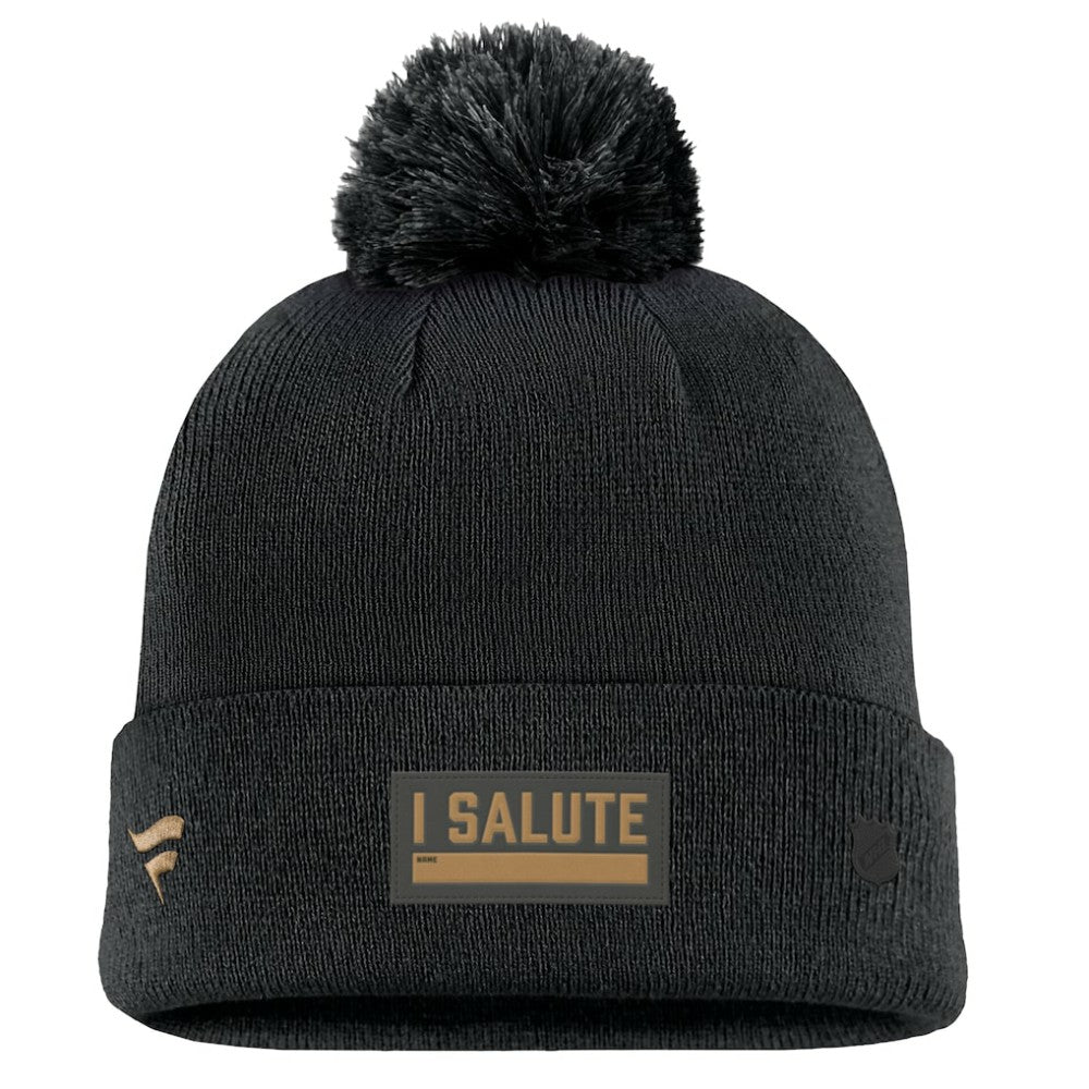 Seattle Kraken Fanatics Military Appreciation Cuffed Knit Hat with Pom - Black - NHL