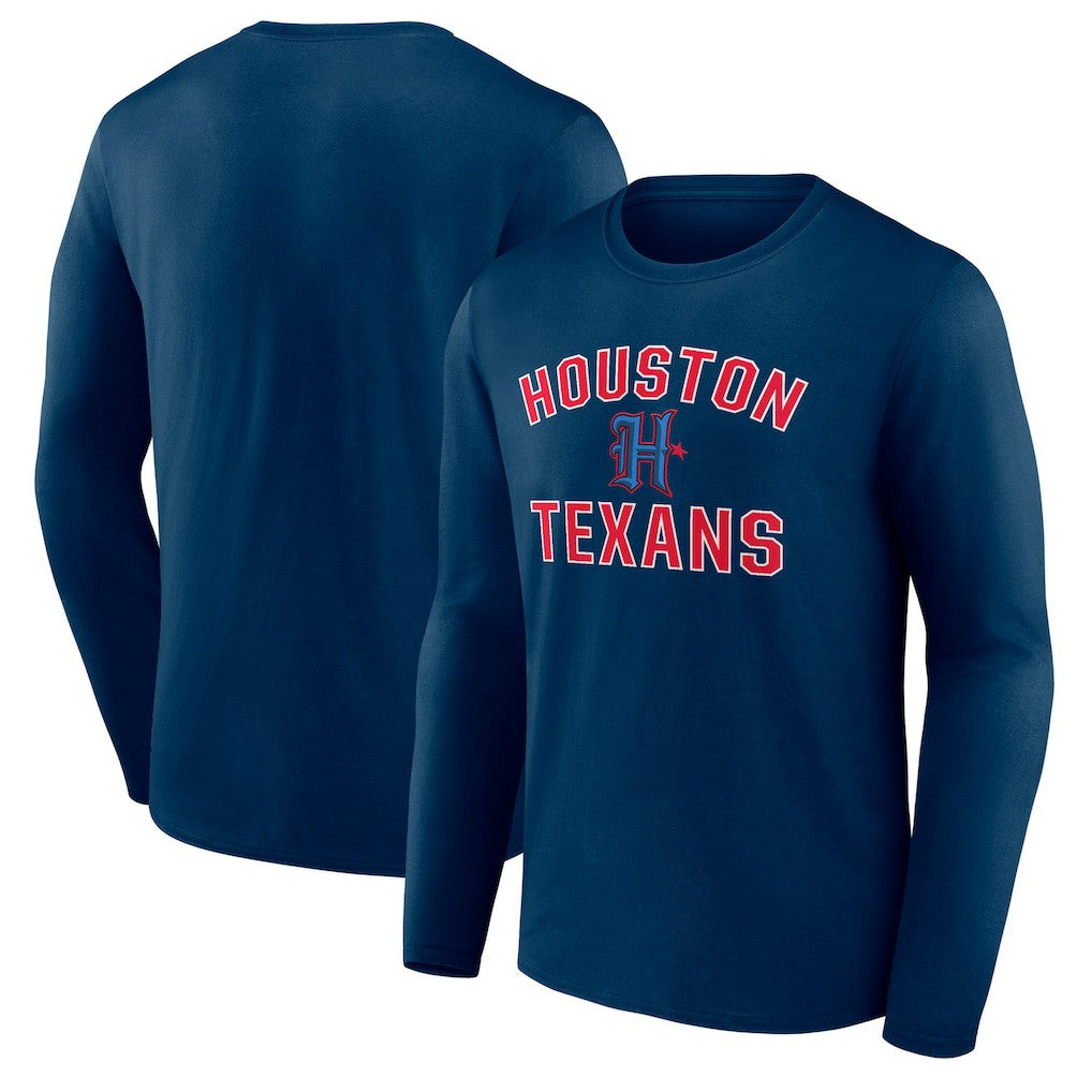 Houston Texans Secondary Logo Victory Arch Long Sleeve T-Shirt Navy | NFL