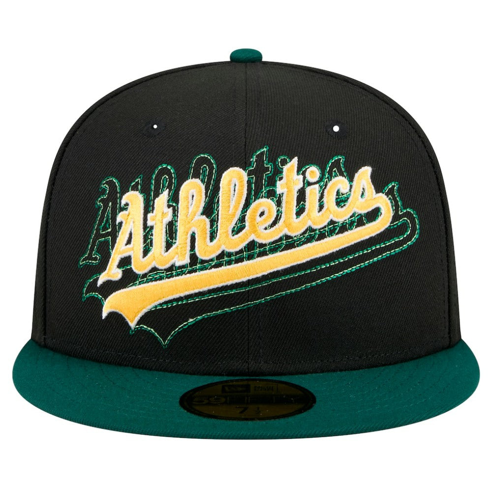 Athletics New Era Shadow Stitch 59FIFTY Fitted Hat - MLB
