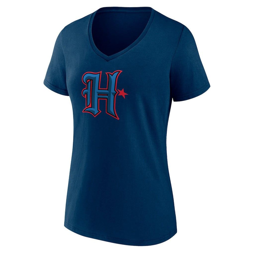 Houston Texans Women's Secondary Logo V-Neck T-Shirt Navy | NFL