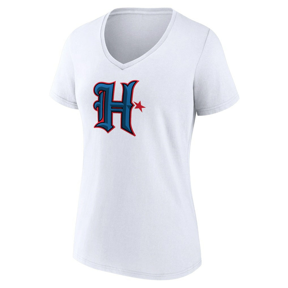 Houston Texans Women's Secondary Logo V-Neck T-Shirt White | NFL