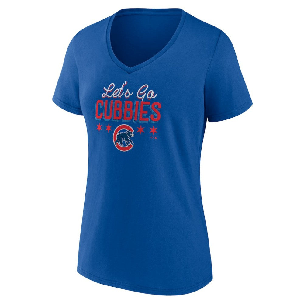 Chicago Cubs Women's Let's Go Cubbies V-Neck T-Shirt - MLB