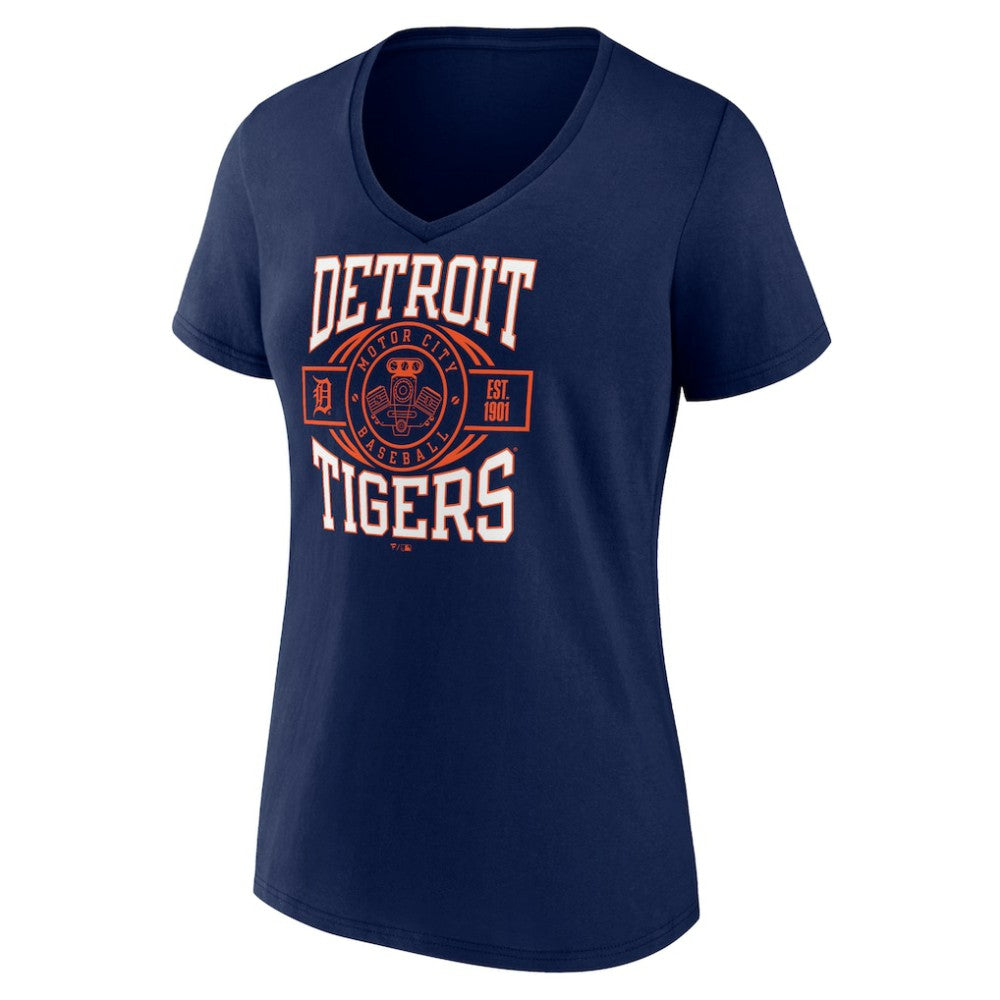 Detroit Tigers Women's Motor City Baseball V-Neck T-Shirt - MLB