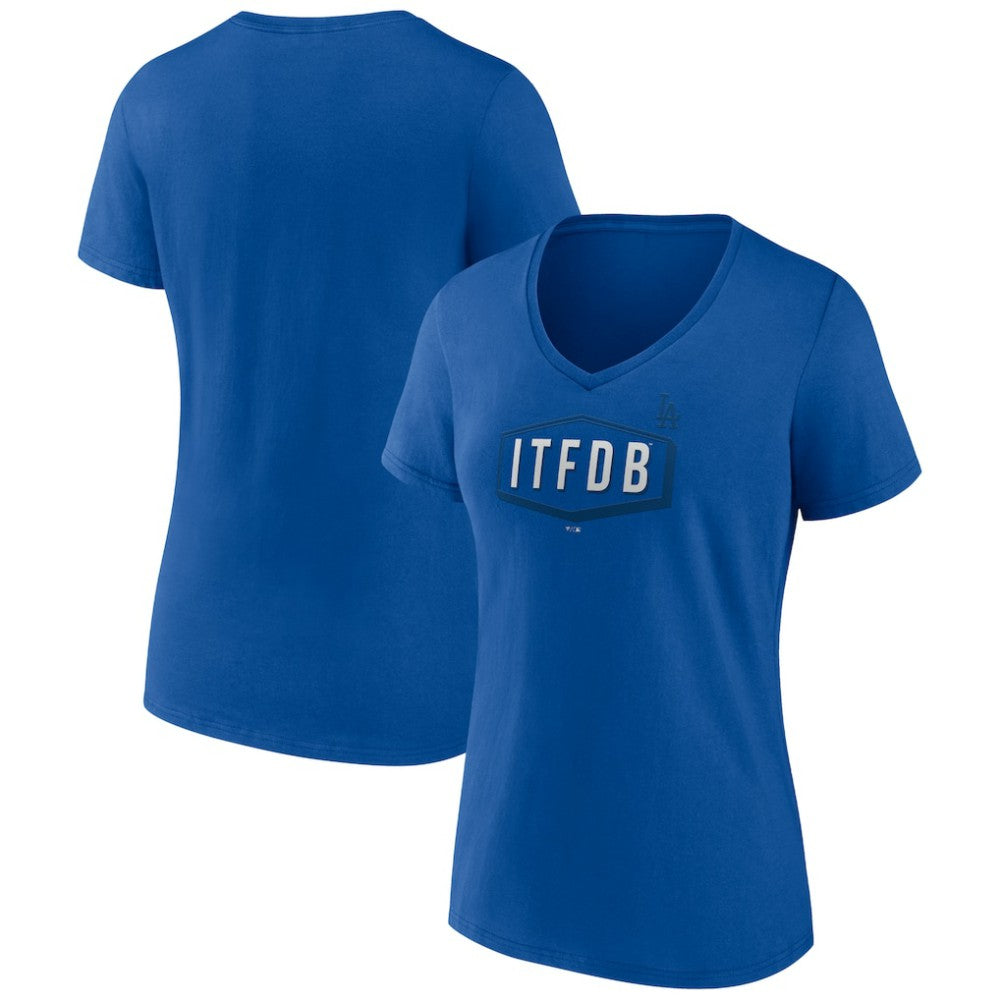 Los Angeles Dodgers Women's ITFDB V-Neck T-Shirt - MLB