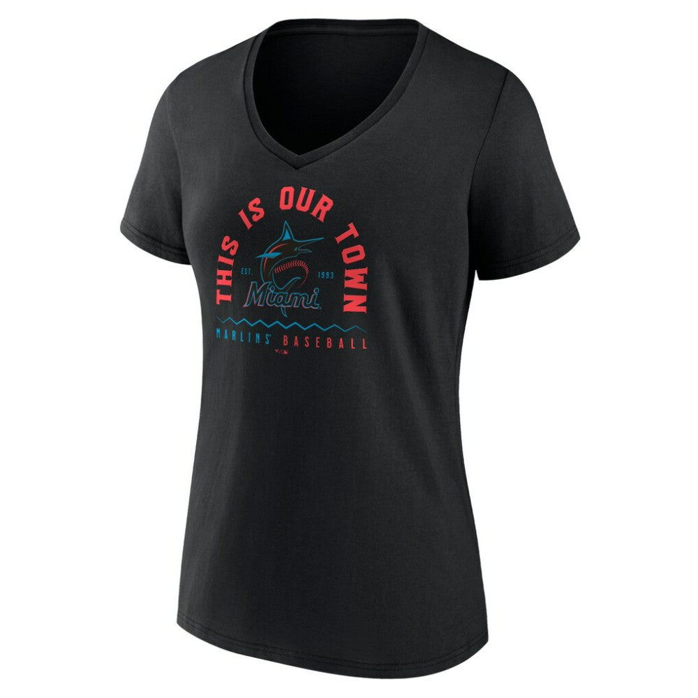 Miami Marlins Women's Our Town V-Neck T-Shirt - MLB