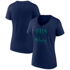 Seattle Mariners Women's Sea Us Rise V-Neck T-Shirt - MLB