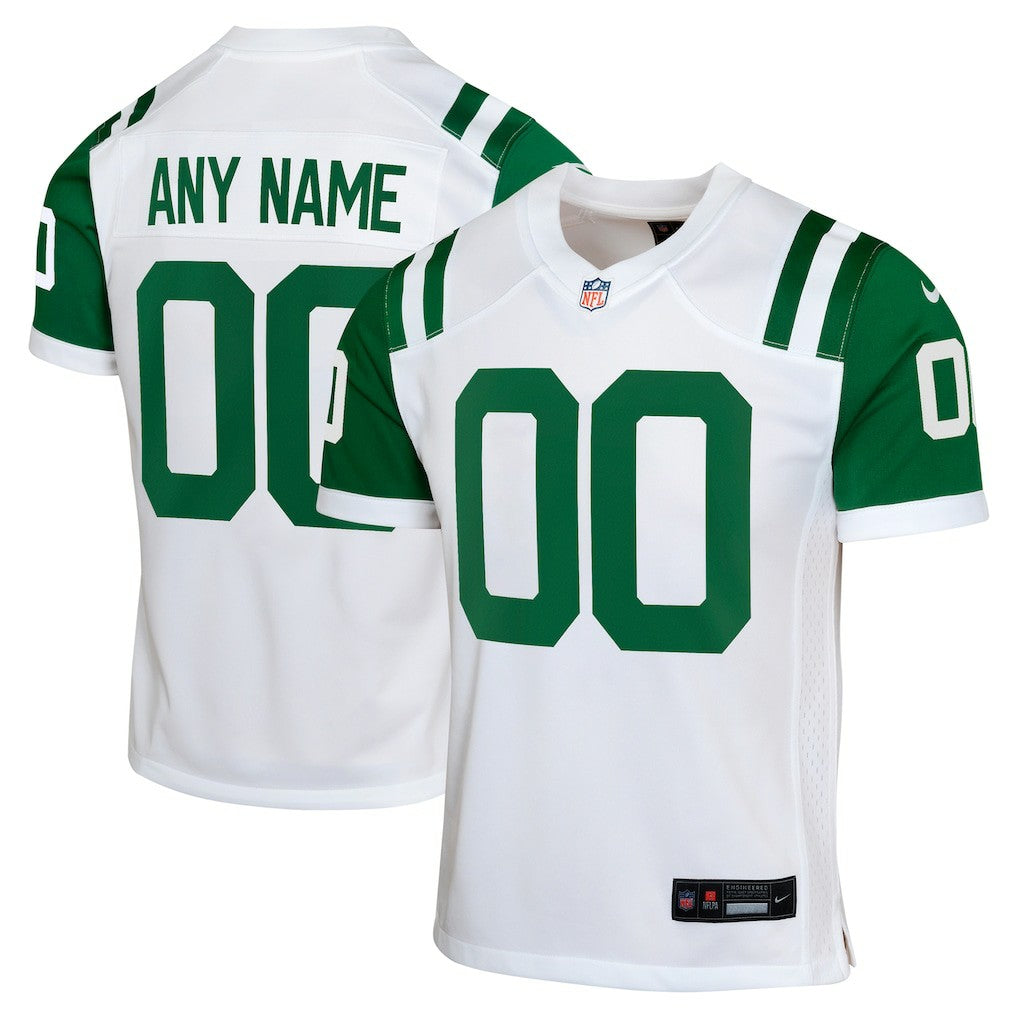 New York Jets Youth Classic Alternate Custom Replica Jersey White | Nike for Sale