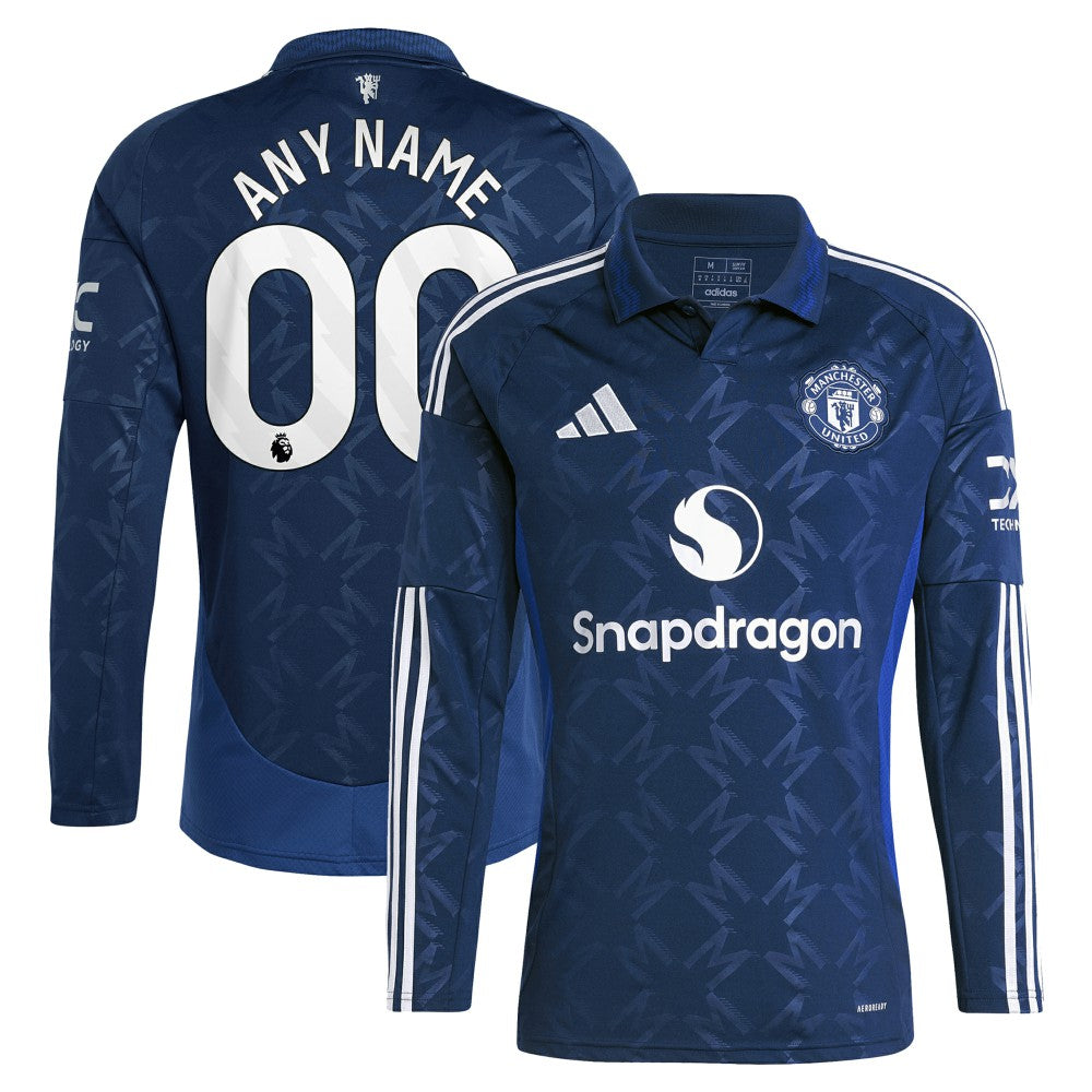 Manchester United 2024/25 Away Replica Long Sleeve Custom Jersey Navy | Adidas Sale