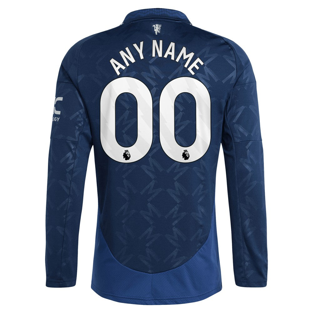 Manchester United 2024/25 Away Replica Long Sleeve Custom Jersey Navy | Adidas Sale