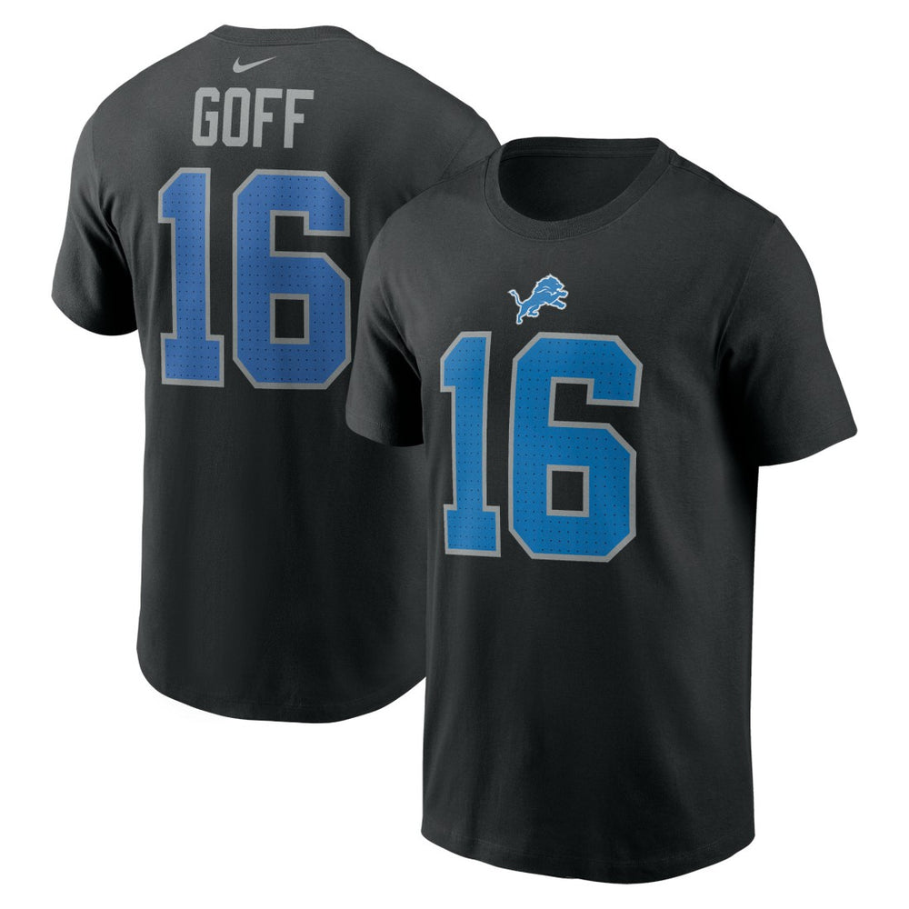 Jared Goff Detroit Lions Name & Number T-Shirt Black | Nike for Sale