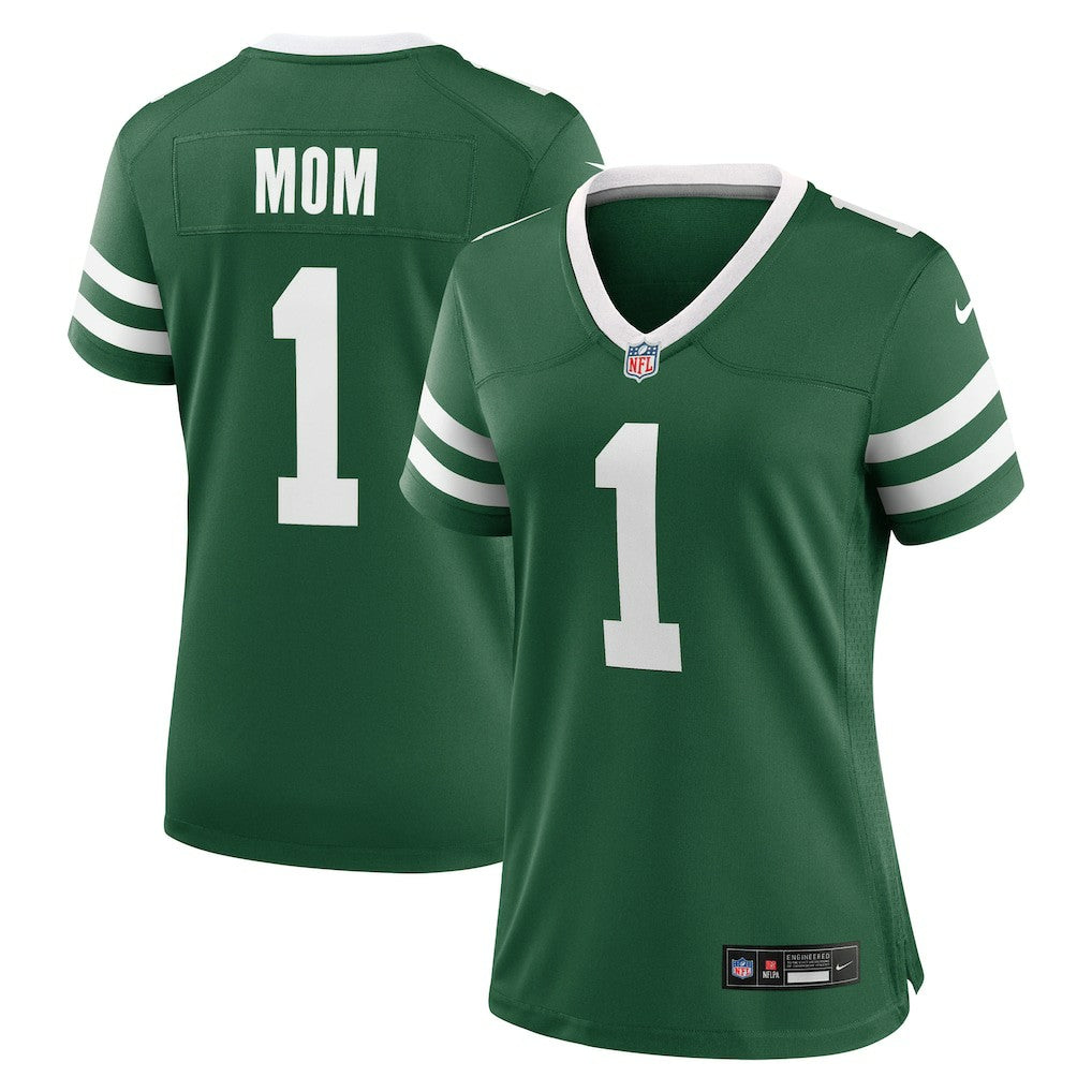 New York Jets Women's #1 Mom Game Jersey Legacy Green | Nike for Sale