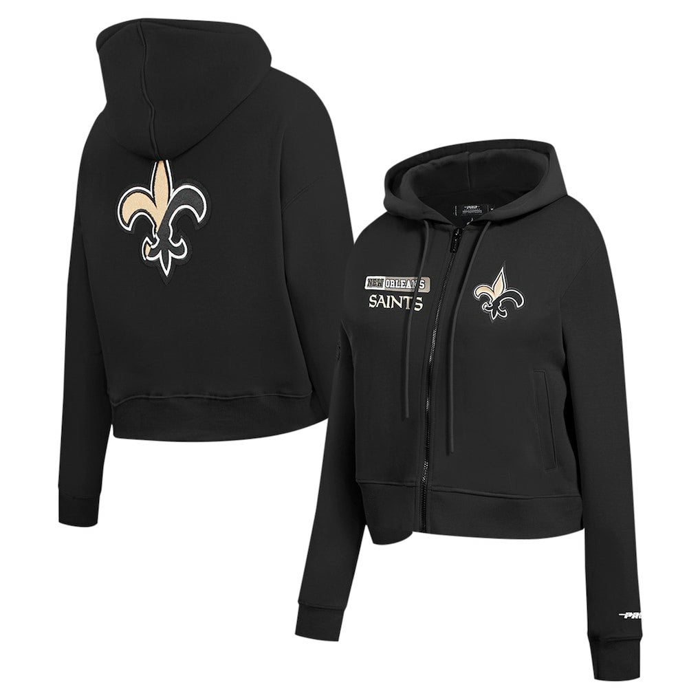 New Orleans Saints Pro Standard Women's Split Logo Full-Zip Hoodie Black | NFL