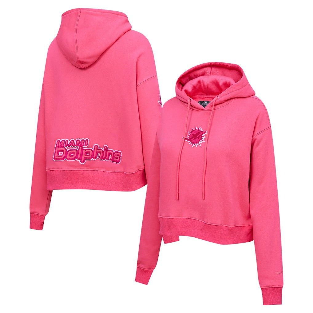 Miami Dolphins Pro Standard Women's Triple Pink Cropped Fleece Pullover Hoodie Pink | NFL