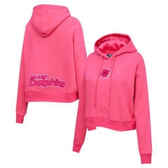 Miami Dolphins Pro Standard Women's Triple Pink Cropped Fleece Pullover Hoodie Pink | NFL
