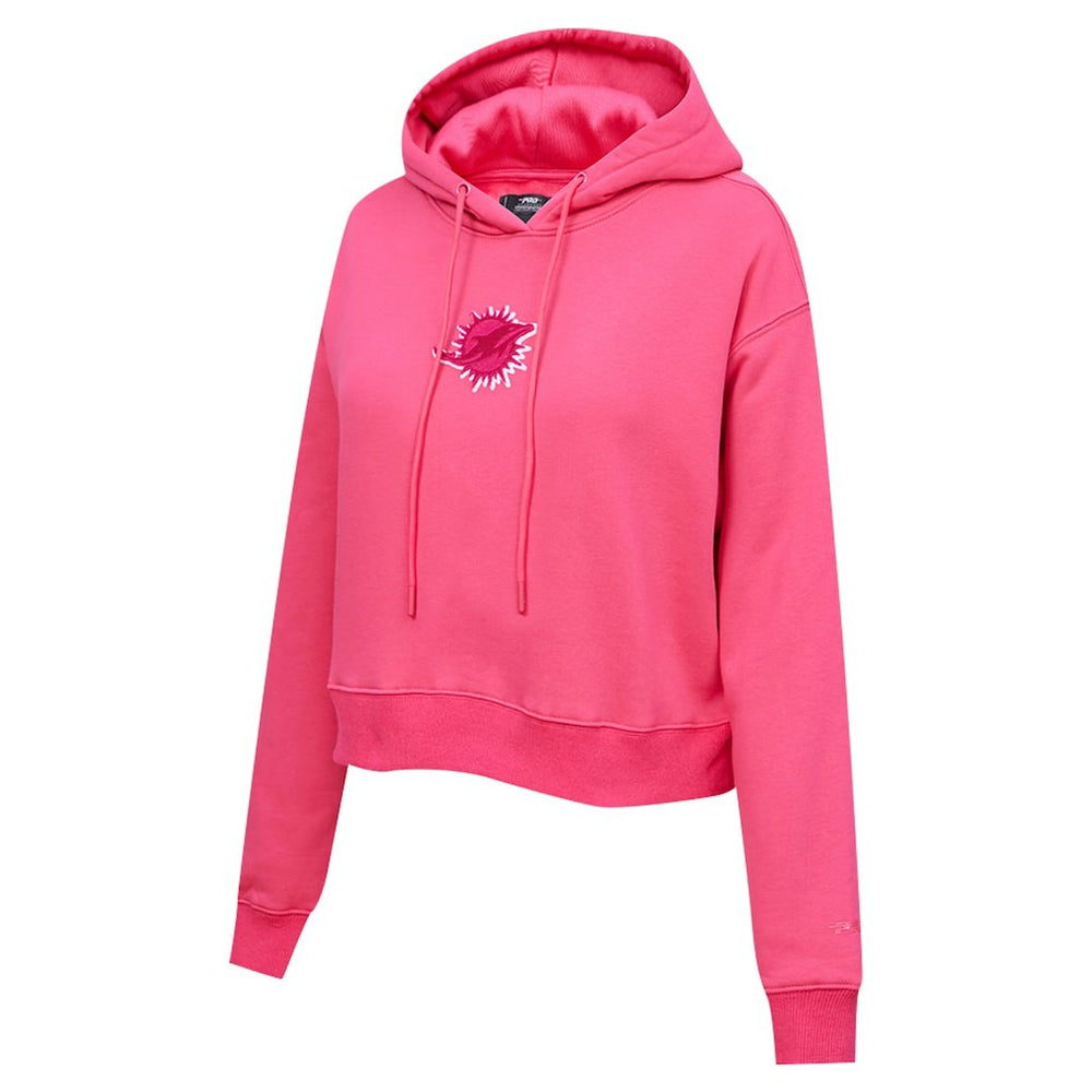 Miami Dolphins Pro Standard Women's Triple Pink Cropped Fleece Pullover Hoodie Pink | NFL