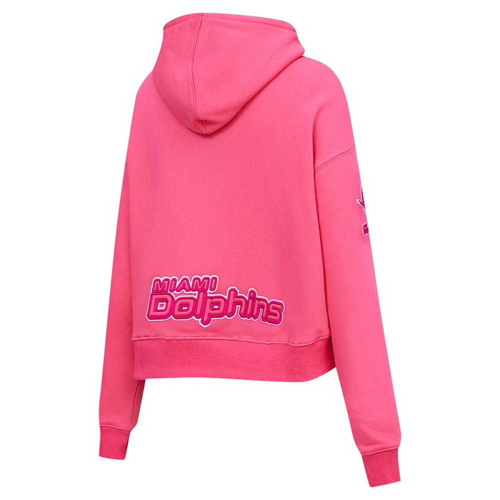 Miami Dolphins Pro Standard Women's Triple Pink Cropped Fleece Pullover Hoodie Pink | NFL