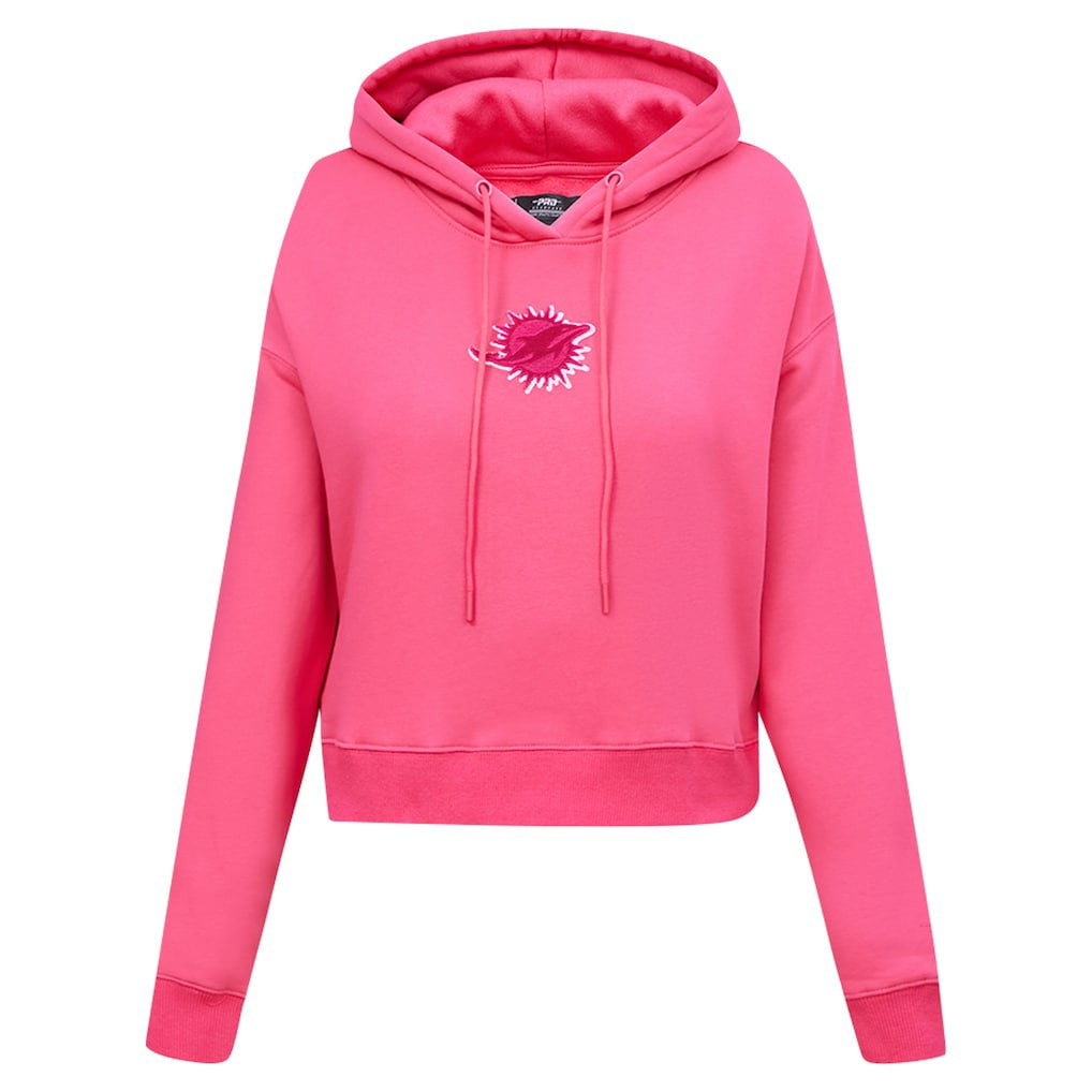 Miami Dolphins Pro Standard Women's Triple Pink Cropped Fleece Pullover Hoodie Pink | NFL