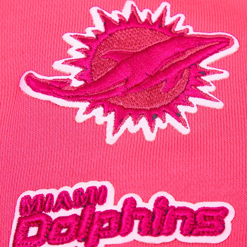 Miami Dolphins Pro Standard Women's Triple Pink Cropped Fleece Pullover Hoodie Pink | NFL