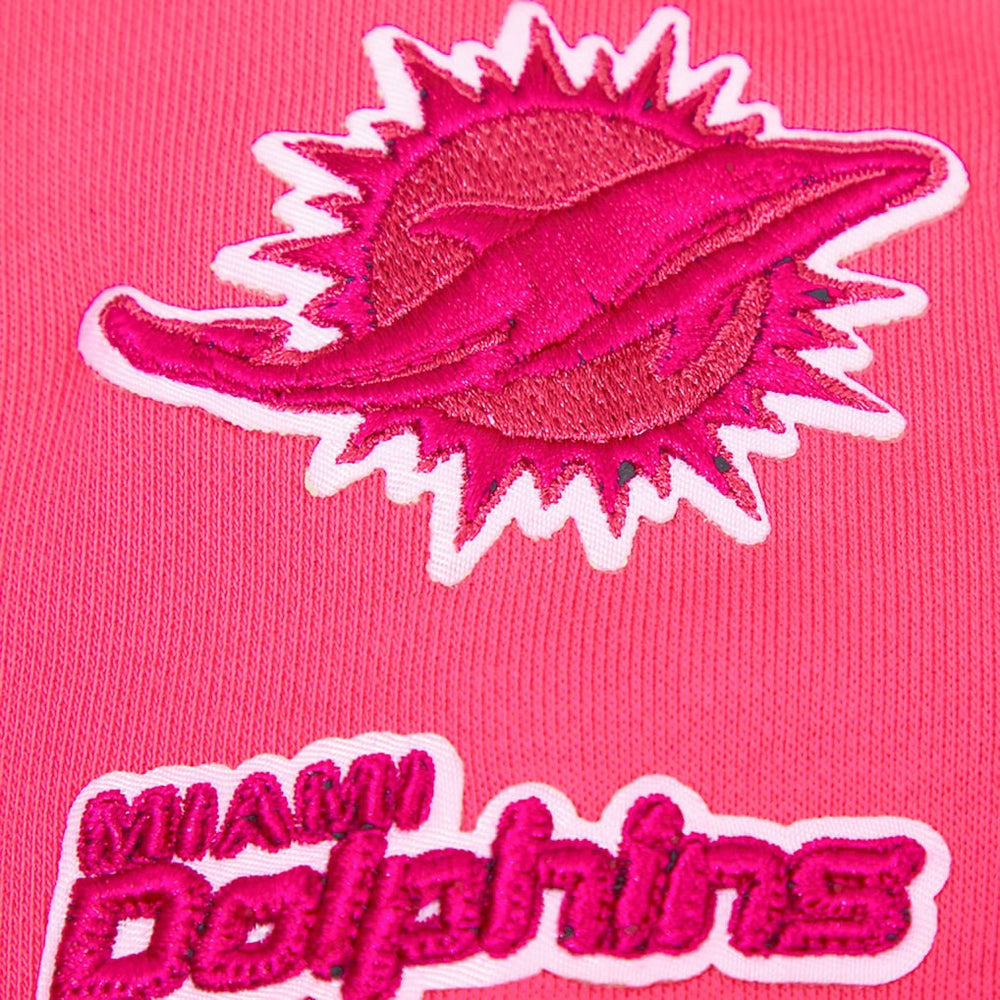 Miami Dolphins Pro Standard Women's Triple Pink Cropped Fleece Pullover Hoodie Pink | NFL