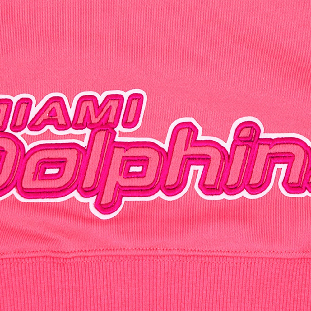 Miami Dolphins Pro Standard Women's Triple Pink Cropped Fleece Pullover Hoodie Pink | NFL
