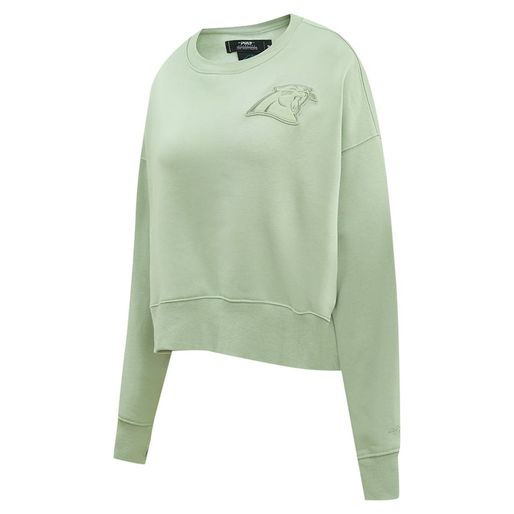 Carolina Panthers Pro Standard Women's Oversized Cropped Neutral Pullover Sweatshirt Light Green | NFL