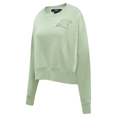 Carolina Panthers Pro Standard Women's Oversized Cropped Neutral Pullover Sweatshirt Light Green | NFL