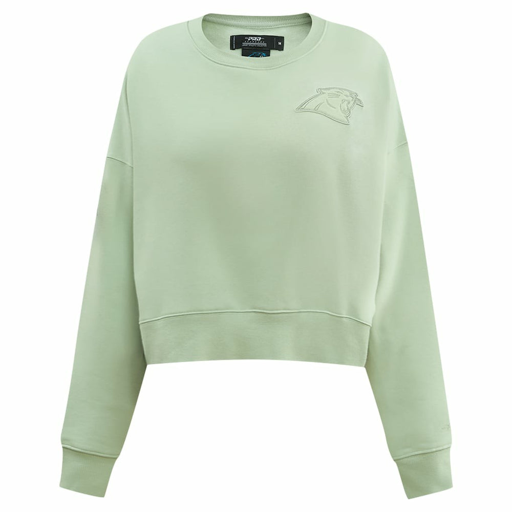 Carolina Panthers Pro Standard Women's Oversized Cropped Neutral Pullover Sweatshirt Light Green | NFL