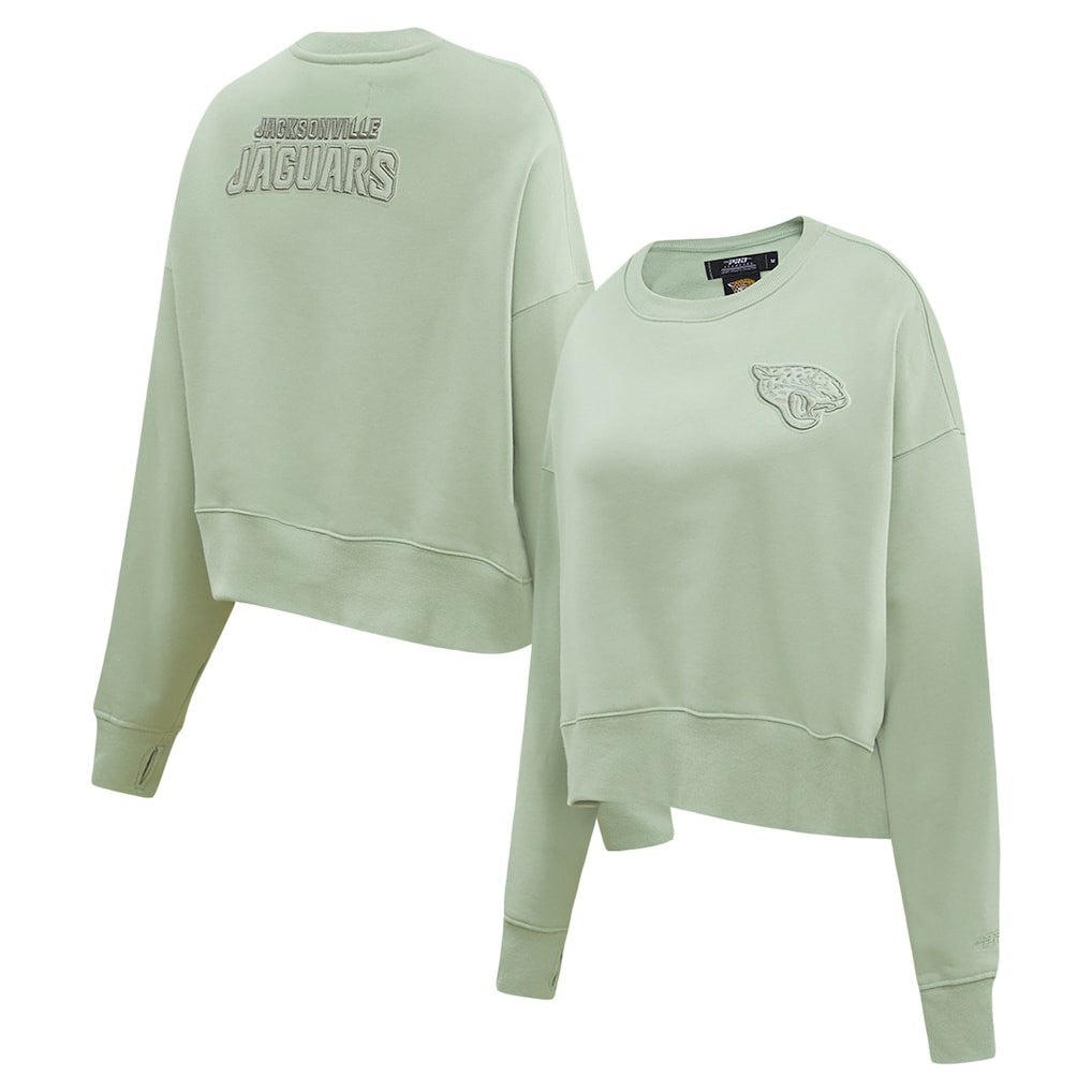 Jacksonville Jaguars Pro Standard Women's Oversized Cropped Neutral Pullover Sweatshirt Light Green | NFL