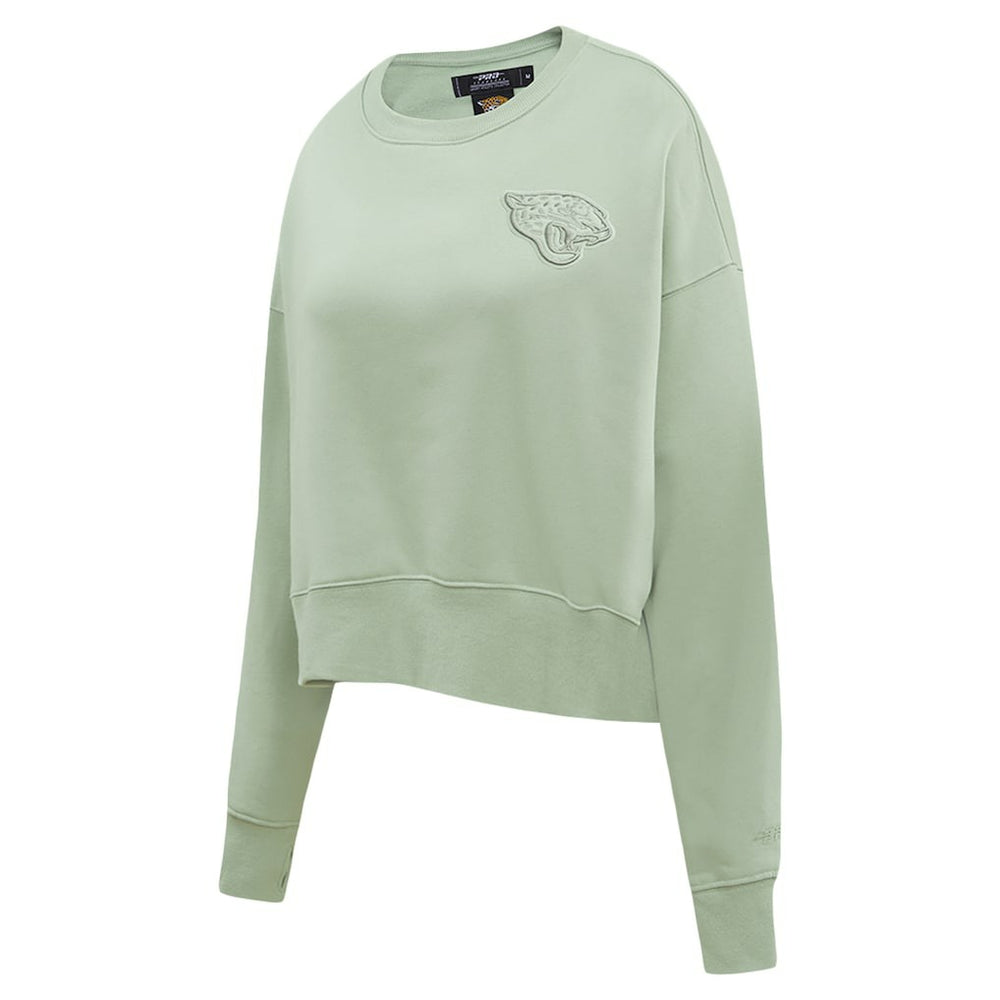 Jacksonville Jaguars Pro Standard Women's Oversized Cropped Neutral Pullover Sweatshirt Light Green | NFL