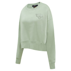 Jacksonville Jaguars Pro Standard Women's Oversized Cropped Neutral Pullover Sweatshirt Light Green | NFL