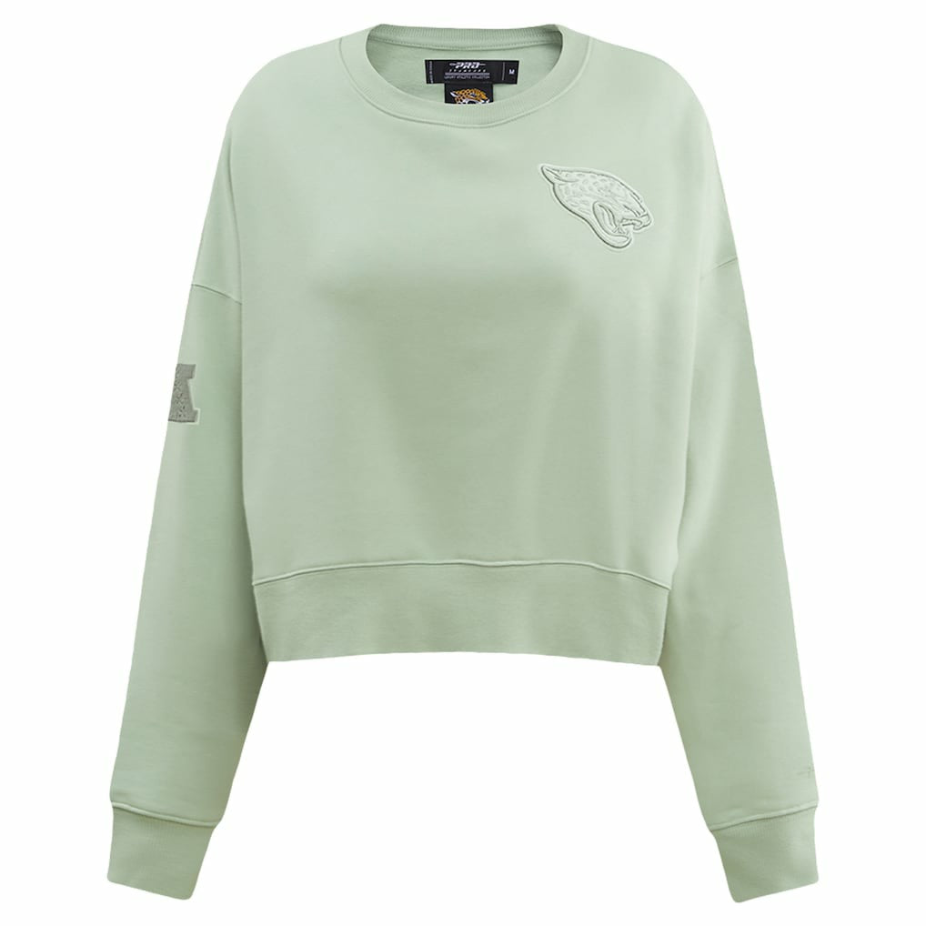 Jacksonville Jaguars Pro Standard Women's Oversized Cropped Neutral Pullover Sweatshirt Light Green | NFL