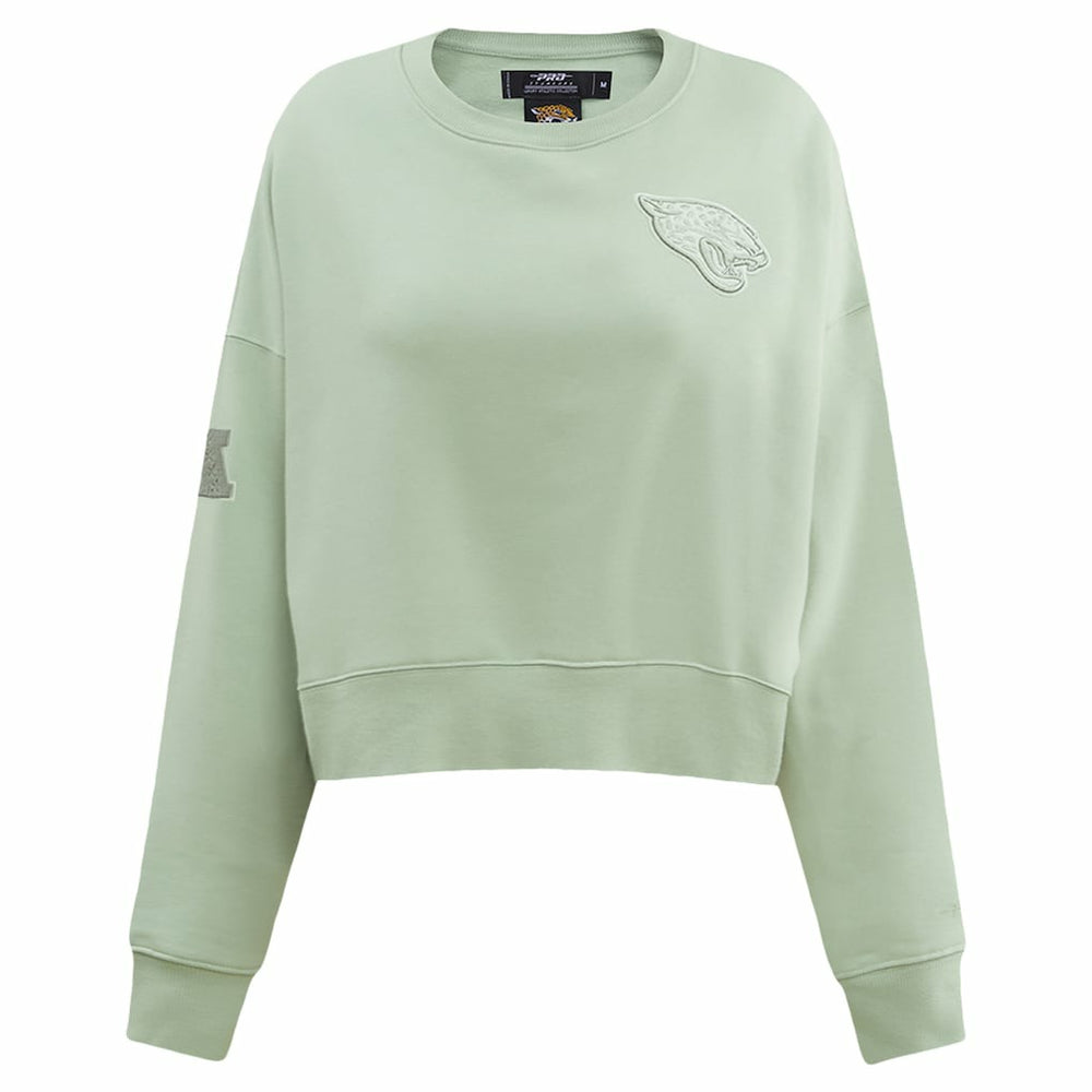 Jacksonville Jaguars Pro Standard Women's Oversized Cropped Neutral Pullover Sweatshirt Light Green | NFL