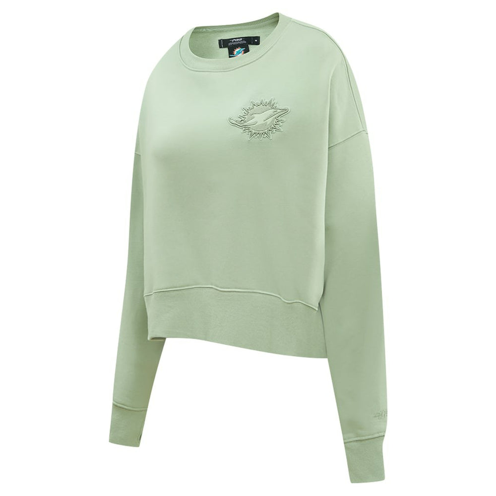 Miami Dolphins Pro Standard Women's Oversized Cropped Neutral Pullover Sweatshirt Light Green | NFL