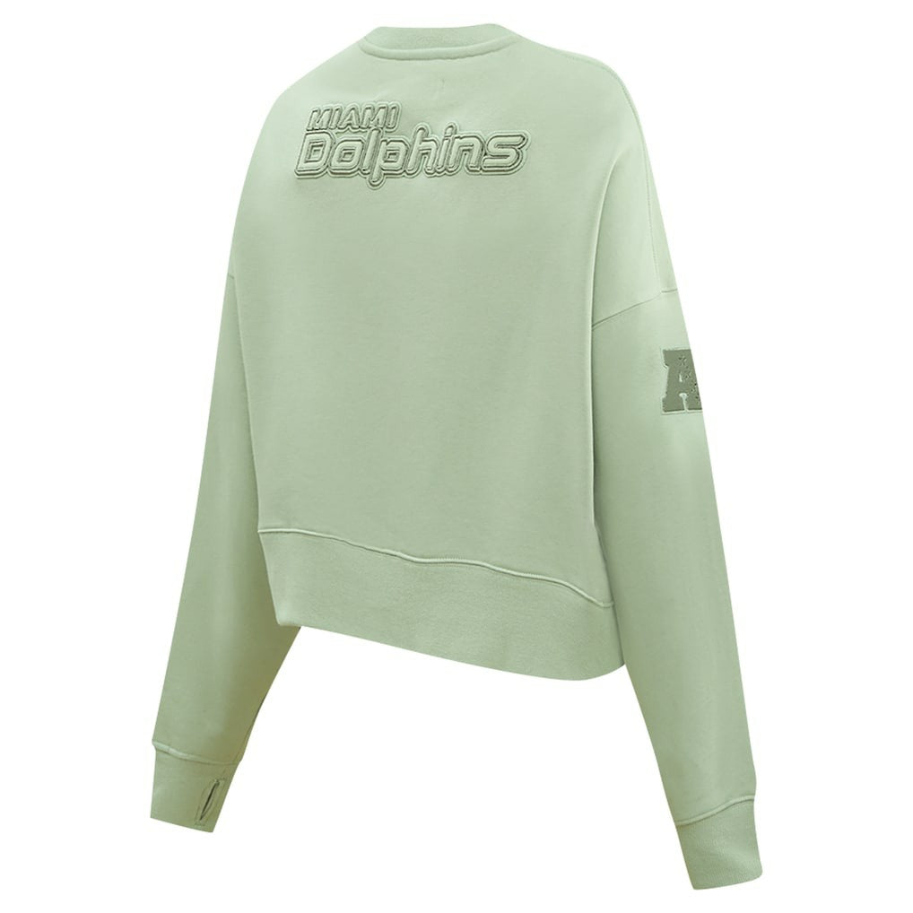 Miami Dolphins Pro Standard Women's Oversized Cropped Neutral Pullover Sweatshirt Light Green | NFL