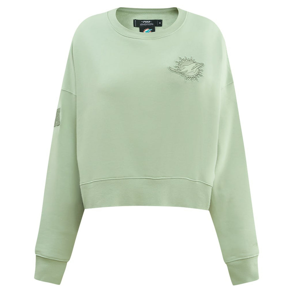 Miami Dolphins Pro Standard Women's Oversized Cropped Neutral Pullover Sweatshirt Light Green | NFL