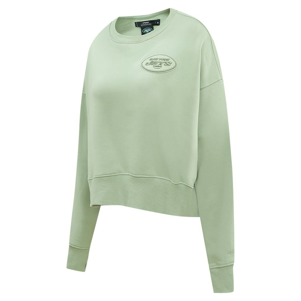 New York Jets Pro Standard Women's Oversized Cropped Neutral Pullover Sweatshirt Light Green | NFL