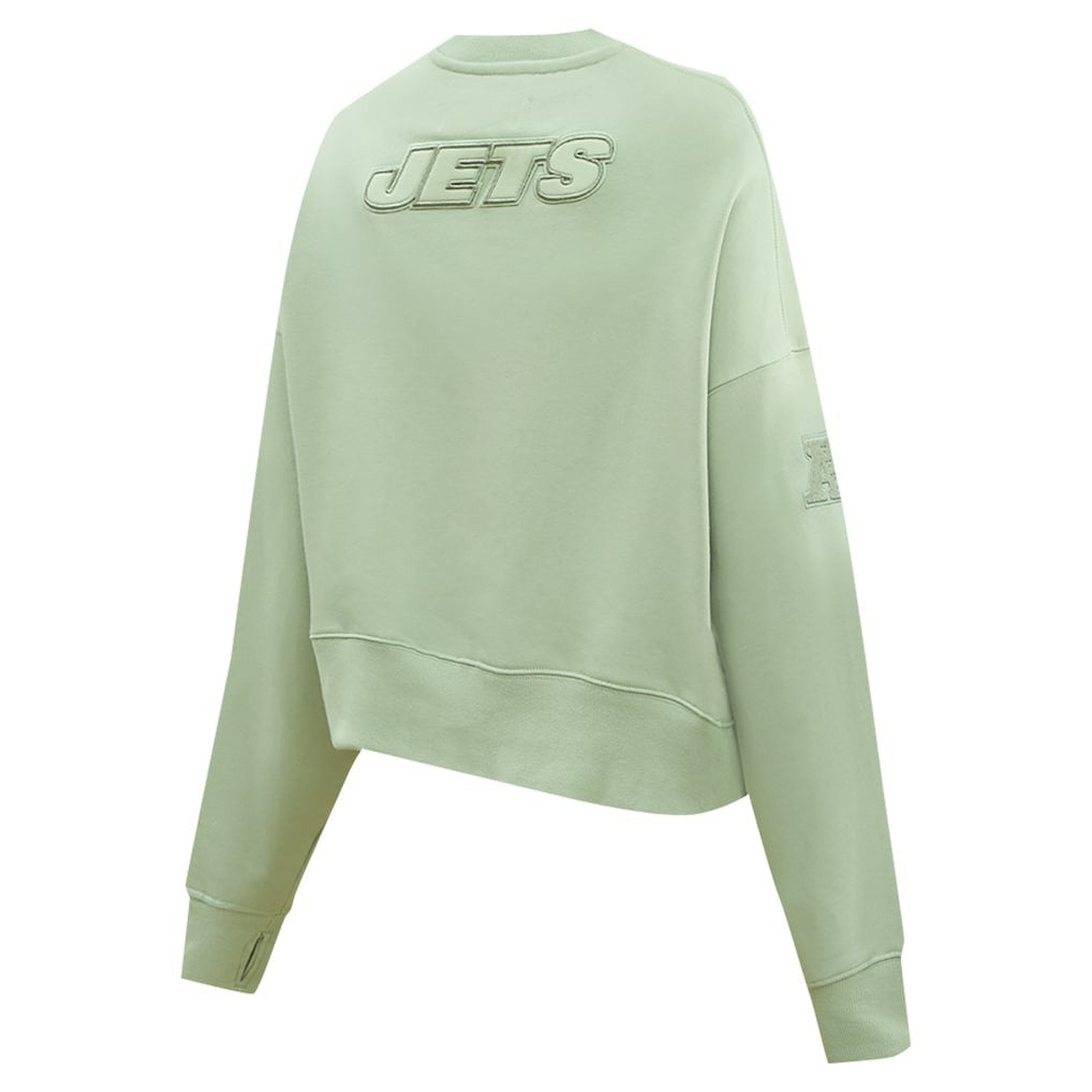 New York Jets Pro Standard Women's Oversized Cropped Neutral Pullover Sweatshirt Light Green | NFL