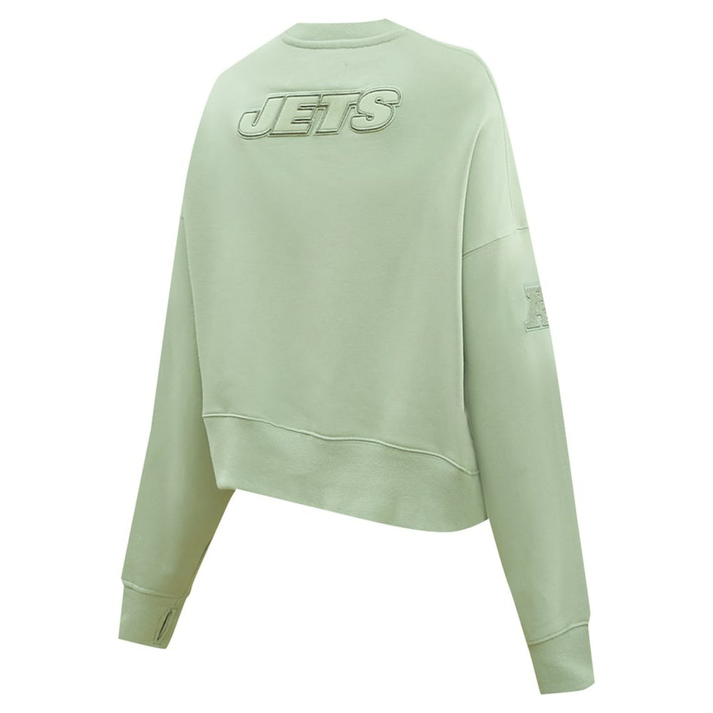 New York Jets Pro Standard Women's Oversized Cropped Neutral Pullover Sweatshirt Light Green | NFL
