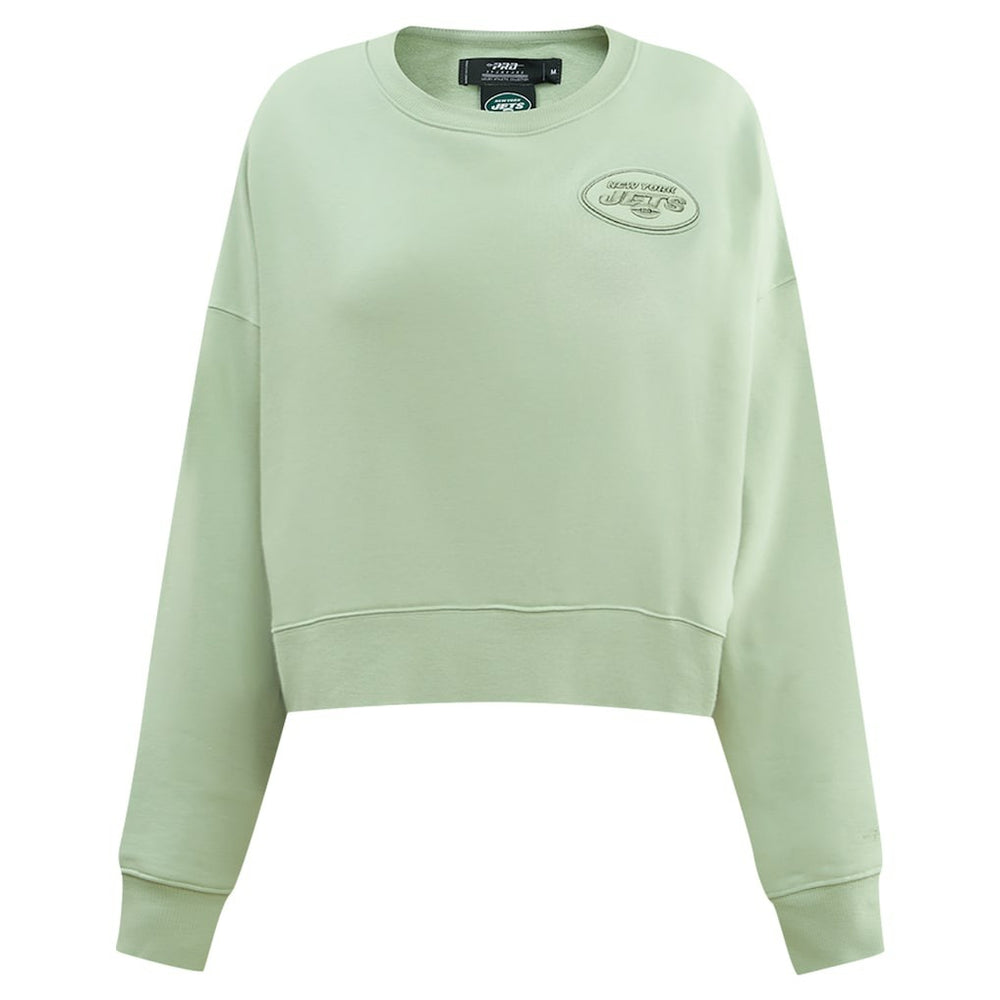 New York Jets Pro Standard Women's Oversized Cropped Neutral Pullover Sweatshirt Light Green | NFL