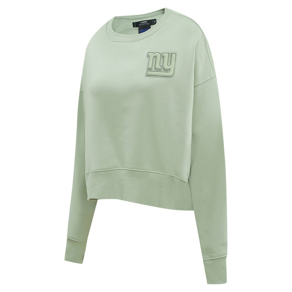 New York Giants Pro Standard Women's Oversized Cropped Neutral Pullover Sweatshirt Light Green | NFL
