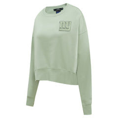 New York Giants Pro Standard Women's Oversized Cropped Neutral Pullover Sweatshirt Light Green | NFL