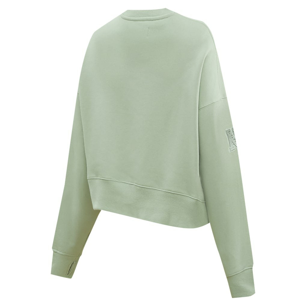 New York Giants Pro Standard Women's Oversized Cropped Neutral Pullover Sweatshirt Light Green | NFL