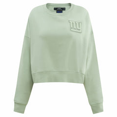New York Giants Pro Standard Women's Oversized Cropped Neutral Pullover Sweatshirt Light Green | NFL