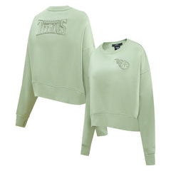 Tennessee Titans Pro Standard Women's Oversized Cropped Neutral Pullover Sweatshirt Light Green | NFL
