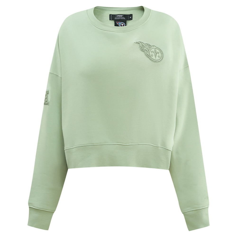 Tennessee Titans Pro Standard Women's Oversized Cropped Neutral Pullover Sweatshirt Light Green | NFL