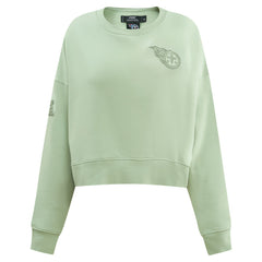 Tennessee Titans Pro Standard Women's Oversized Cropped Neutral Pullover Sweatshirt Light Green | NFL
