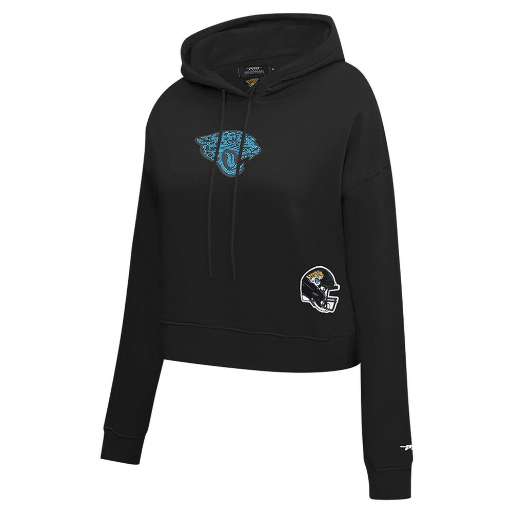 Jacksonville Jaguars Pro Standard Women's Jeweled Cropped Pullover Hoodie Black | NFL