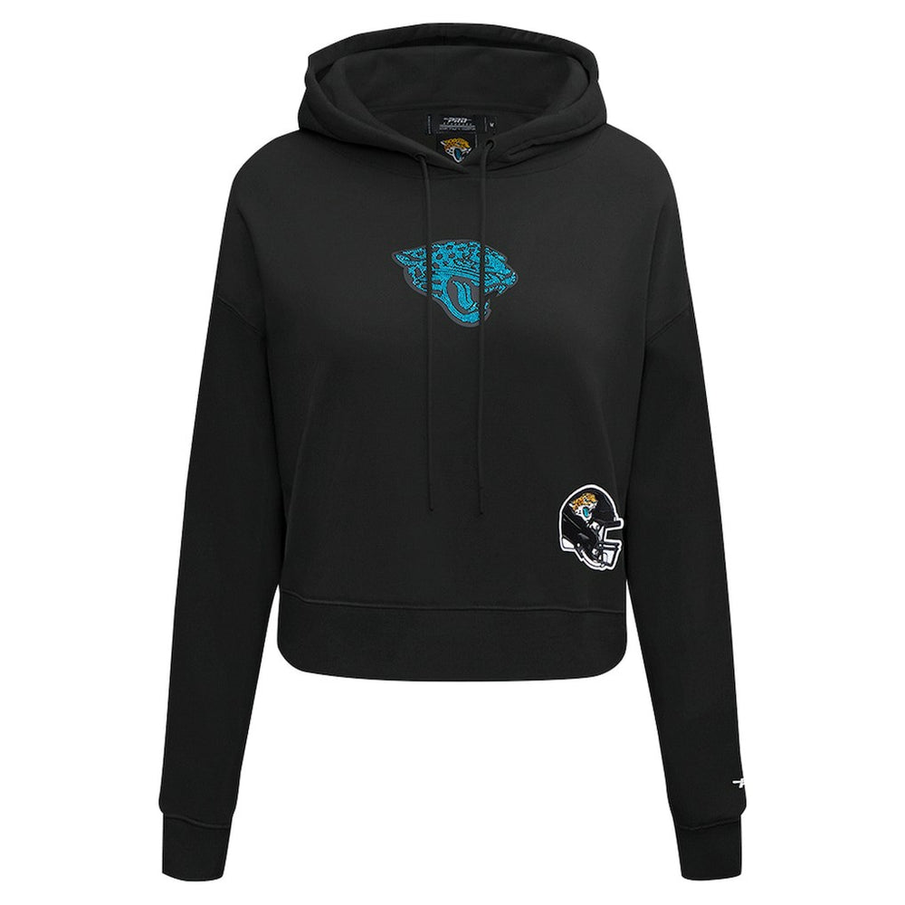 Jacksonville Jaguars Pro Standard Women's Jeweled Cropped Pullover Hoodie Black | NFL