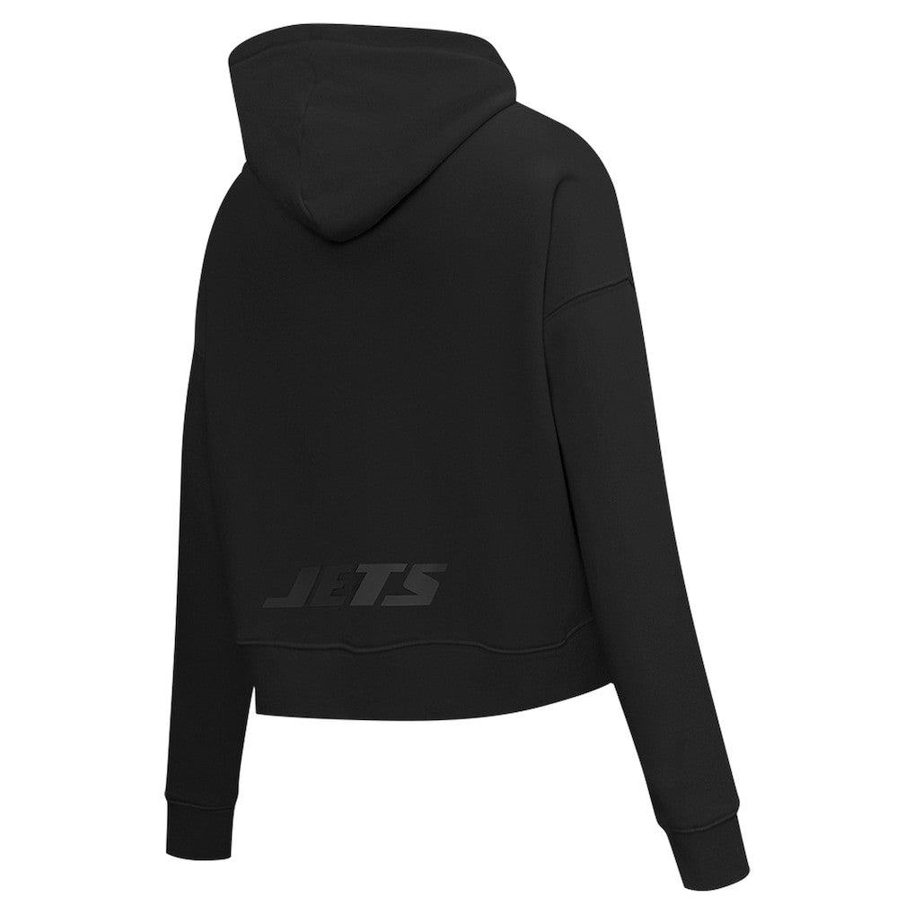 New York Jets Pro Standard Women's Jeweled Cropped Pullover Hoodie Black | NFL