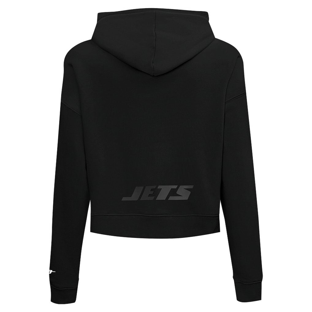 New York Jets Pro Standard Women's Jeweled Cropped Pullover Hoodie Black | NFL